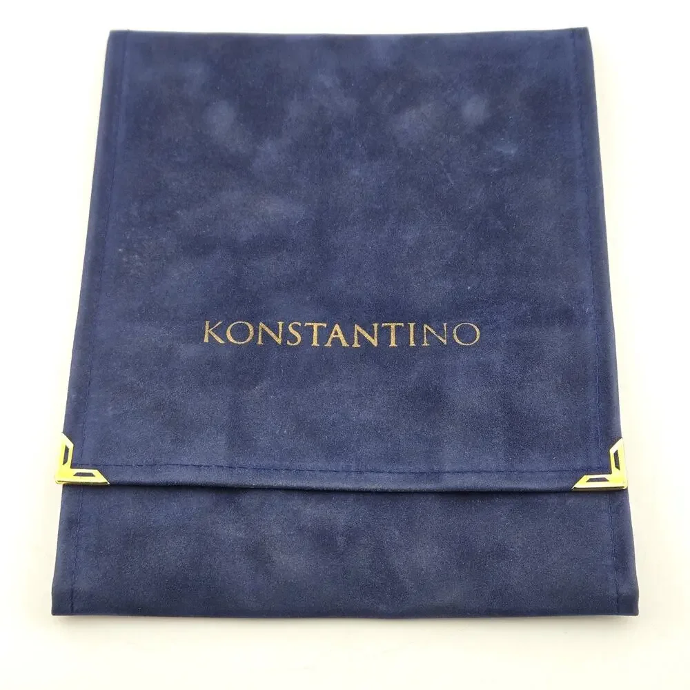 Konstantino Jewelry Pouch Dust Bag Lot of 4 Suede Envelope Case Blue